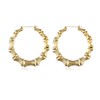 2 Pairs Large Bamboo Hoop Earrings Set Gold Plated Exaggerated
