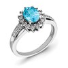 Size 8 Solid 925 Sterling Silver Diamond & Blue Simulated