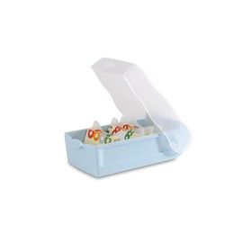 HAN Croco flashcard box, easy to learn vocabulary with 5-compartment learning system, DIN A8 index box for 500 cards, 998-884, translucent / pastel blue