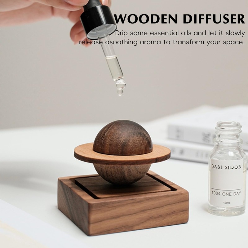 TECHPLUS Planet Wooden Essential Oil Diffuser - Walnut Aroma Therapy