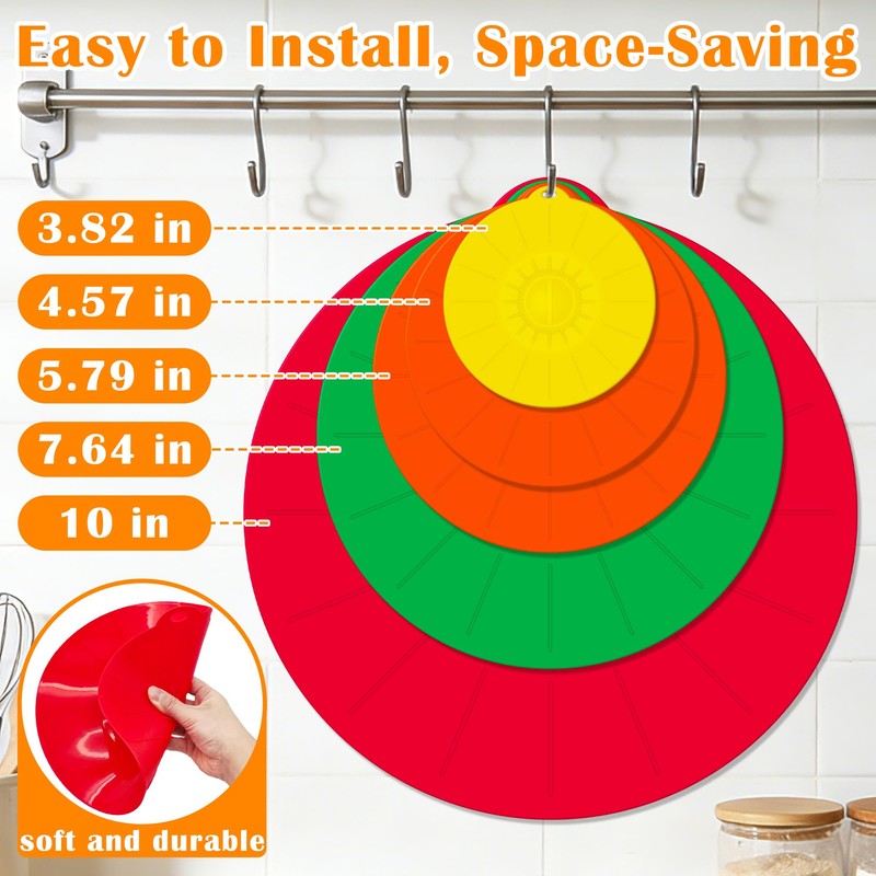 Puideon 7 Pack Silicone Lids,Silicone Pot Lids,Silicone Lids for Pans,5