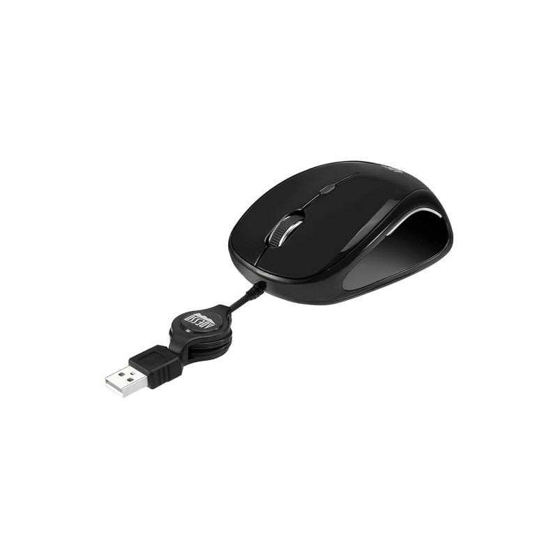 Adesso Ergonomic iMouse S8 - Retractable Optical USB Mouse (Black)