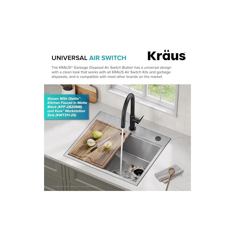 KRAUS Flat-Top Garbage Disposal Air Switch Button in Spot-Free Antique