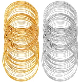 SOFPLATE 200 Loops Memory Beading Wire Memory Wire Bracelets Bulk Gold Silver Steel Jewellery Memory Wires Cuff Bracelets for Jewellery Making Accessories DIY Crafts Bracelets Rings Necklace Wrap Ar