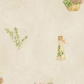 Manhattan comfort NWFK34430 Pensacola Series Vinyl Garden Floral Design Large Wallpaper Roll, 20.5" W x 32.7' L, Green/Red/Pink/Beige/Tan/Cream