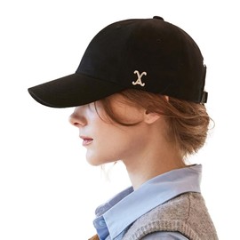 VARZAR VA Curved Stud Ball Cap, 4 Colors, Unisex, Korean Brand, Korean Fashion Hat, UV Protection, Deep, Small Face Effect, SNS Topic, Celebrity Wear, Black, 56 to 60 cm