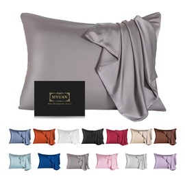 Mulberry Silk Pillowcase for Hair and Skin,Cooling Silk Pillow Case with Hidden Zipper,Allergen Proof Dual Sides Soft Breathable Smooth Silk Pillow Cover for Women. (Dark Gray, Queen(20"x 30"))