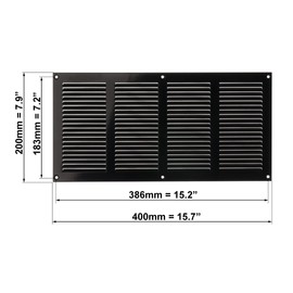 EUROPLAST Black 14x6 Duct Opening Vent Cover with Screen Mesh - Metal Air Return Grille - HVAC Vent Register - Ceiling and Wall Vent Cover - Outside Dimensions: 15.75''w x 7.87''h