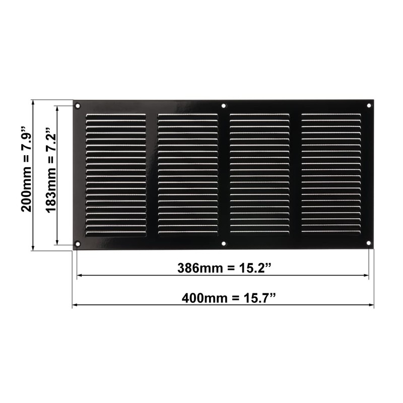 EUROPLAST Black 14x6 Duct Opening Vent Cover with Screen Mesh