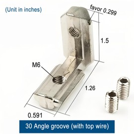 T-Nut Inner Angle Connector, Tianher T Slot Zinc Alloy Brackets Inner Corner Connector with Screws External Angle 90° Angle L-Shape Corner Connector for Aluminium Profile Connector (10pcs3030)