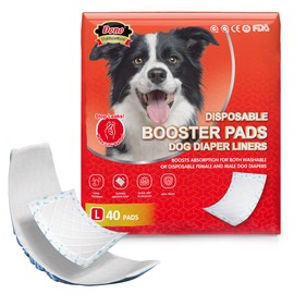 Dono Dog Diaper Liners, Super-Absorbent Dog Booster Pads 40ct Disposable Doggie Diapers Inserts Fit Washable Dog Diapers Female, Male Dog Belly Bands, Belly Wraps, L