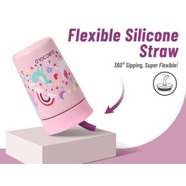 DLOCCOLD 12 oz Insulated Stainless Steel Straw Tumbler, Reusable Sippy Cup With Leak-Proof Spill Resistant Flexible Straw Lid, Cups, Easy to Clean, Water Bottle, Great for Travel, Home