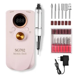 Eléctrico Pulidor De Uñas Esmeril Drill Recargable 35000rpm Color Sg702-us-pink