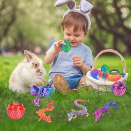 4PCS Dragon Eggs with Dragon Inside,3D Dragon Egg,3D Printed Fidget Toy,Dragon Egg Fidget Toy,Articulated Dragon Crystal Dragon Egg Ice,Gifts for Kids and Adults,Ideal for Christmas,Easter,Birthdays