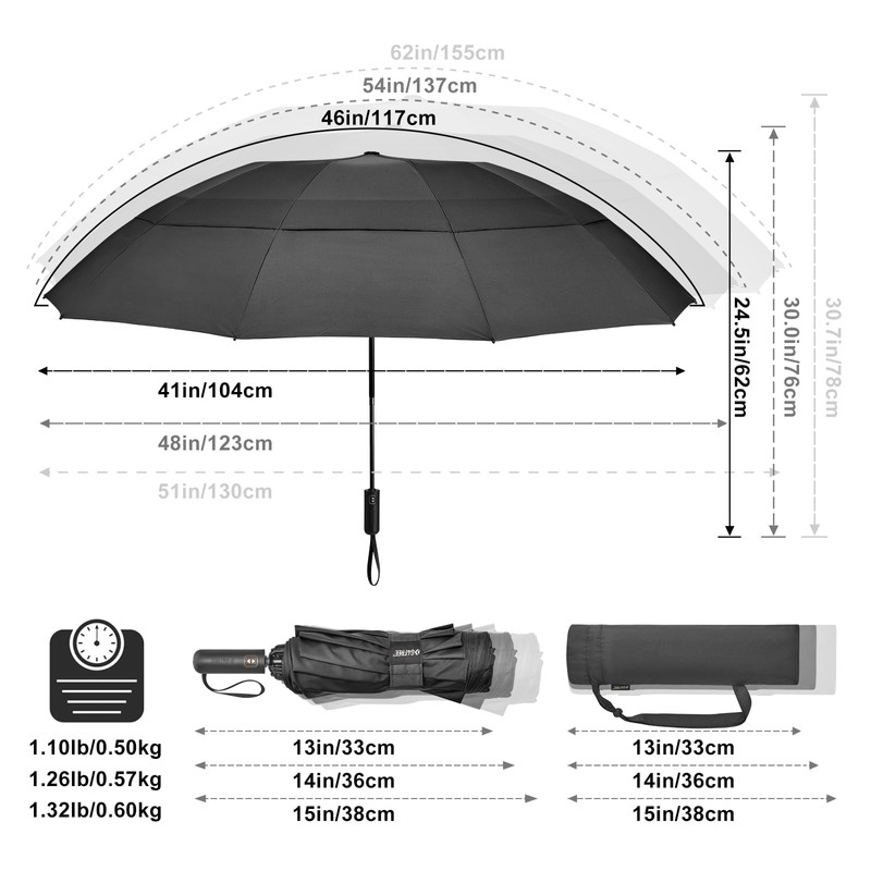G4Free - Paraguas de golf grande compacto para viaje, 10