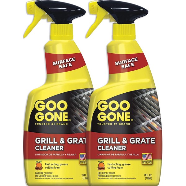 Goo Gone Grill and Grate Cleaner Spray (2 Pack) Cleans and Degreases BBQ Cooking Grates and Racks - 24 Ounce