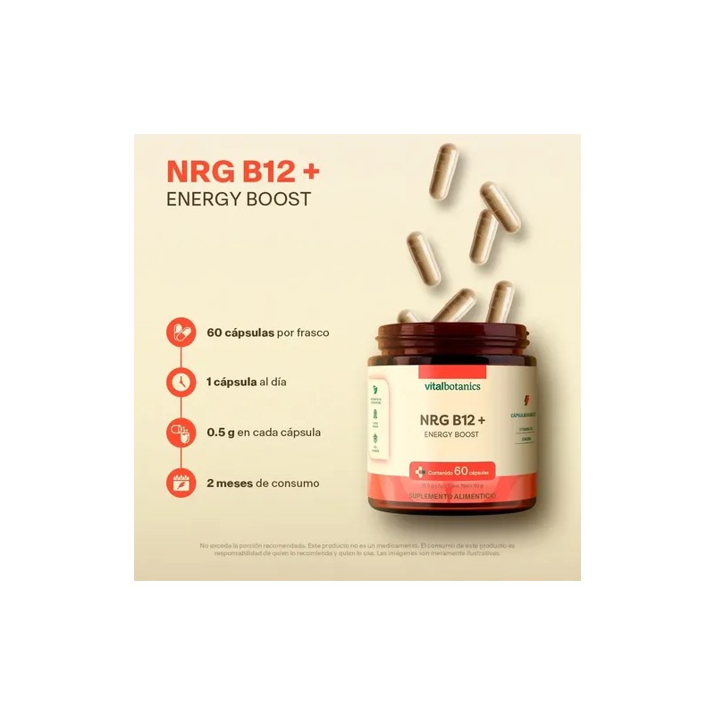 Complejo Vitamina B12 Energy Boost 60 Caps Vitalbotanics