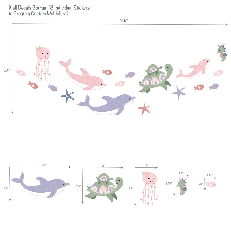 Lambs & Ivy Sea Dreams Dolphins/Turtles/Fish Underwater/Nautical Wall Decals