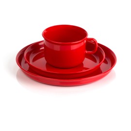 Kimmel 21-000-2253 Children's Tableware Set Consisting of Cup, Saucer and Plate, Plastic, Red, Medium