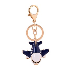 GRIRIW Blue Airplane Model Keychain Creative Alloy Key Holder for Car Keys Bags Backpacks Durable Plane Pendant Ornament Unique Aviation Lovers