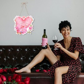 Valentines Day Sign for Door Wall Valentine Day Decorations for Party Home Decor Paper Valentine's Day Wreath Heart Hanging Door Sign Indoor 2Pcs