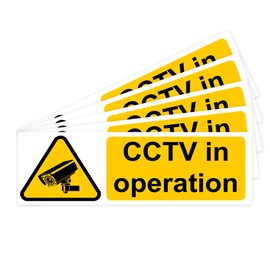 RDLCAR CCTV In Operation Warning Sign - 100mm x 300mm, 1mm Rigid PVC, Pack of 5, Security Camera Warning for Indoor & Outdoor Use, Complies w/ISO 7010 Guidelines