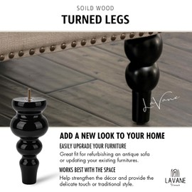 La Vane 8.5 inch / 22cm Wooden Furniture Legs, 4PCS Soild Wood Turned Spindle Walnut Replacement Spool Feet with Pre-Drilled M8 Inch Bolt & Mounting Plate for Couch Sofa Armchair Dresser Chest