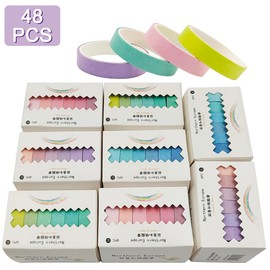 48 Rolls Colored Paper Tape Set, SourceTon Colored Masking Tape Pack, Natural Colored Thin Tape for DIY Crafts, Gift Wrapping 10mm Wide