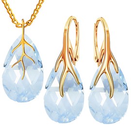 MŚ 1997 MENNICA ŚWIDNICKA Earrings 925 Silver with Necklace Women's Set – Gold-Plated 24 K – High-Quality Zircons – Jewellery Chain Women's Earrings Set with Necklace Ideal Gift Idea, Sterling Silver,
