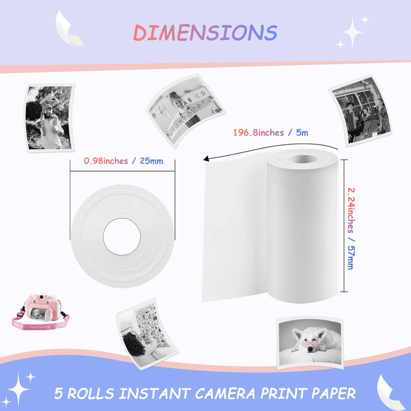 5-Pack MIARALA Instant Print Camera for Kids Refill Print Paper,