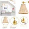 HYKOMI Wall Sconce Rattan Wrapped Wall Lamp, Adjustable Swing Arm