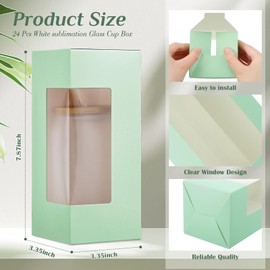 Honoson 24 Pcs Gift Boxes for Sublimation Glass Cup Shipping Gift Boxes for Packaging Exhibition Clear 12 16 20oz Drinking Jars Sublimation Glass Can Blank Tumbler(Mint Green)