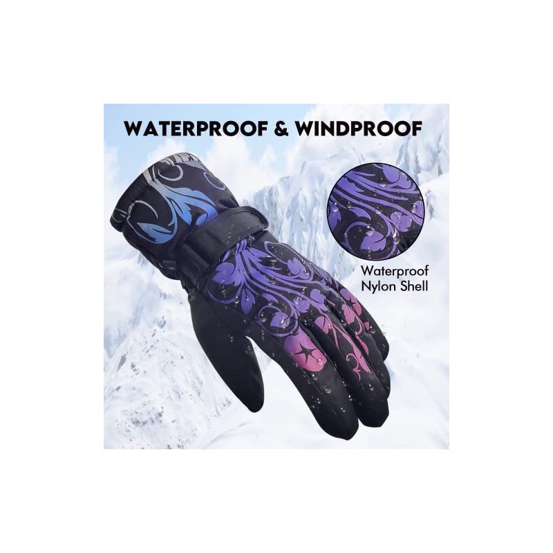 Guantes de esquí impermeables para niños, guantes de snowboard con