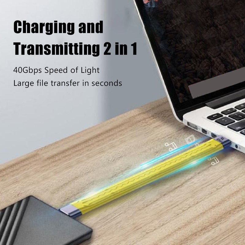 Short USB To USB C Cable 40Gbps 100W Fast Charging