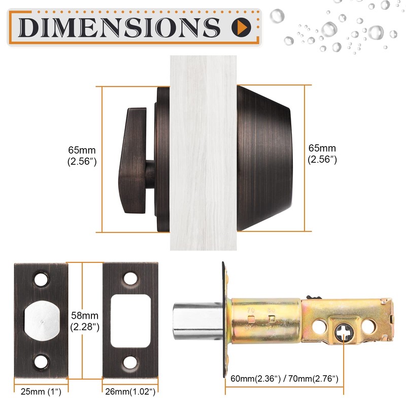 Probrico Keyed Alike Single Cylinder Deadbolts Oil Rubbed Bronze(Combo Packs),