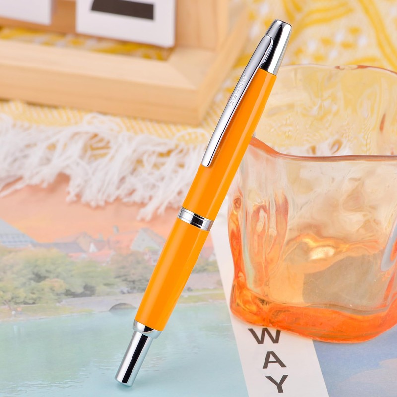 Jinhao 10 Capless Fountain Pen with Box, Orange Retractable Fine