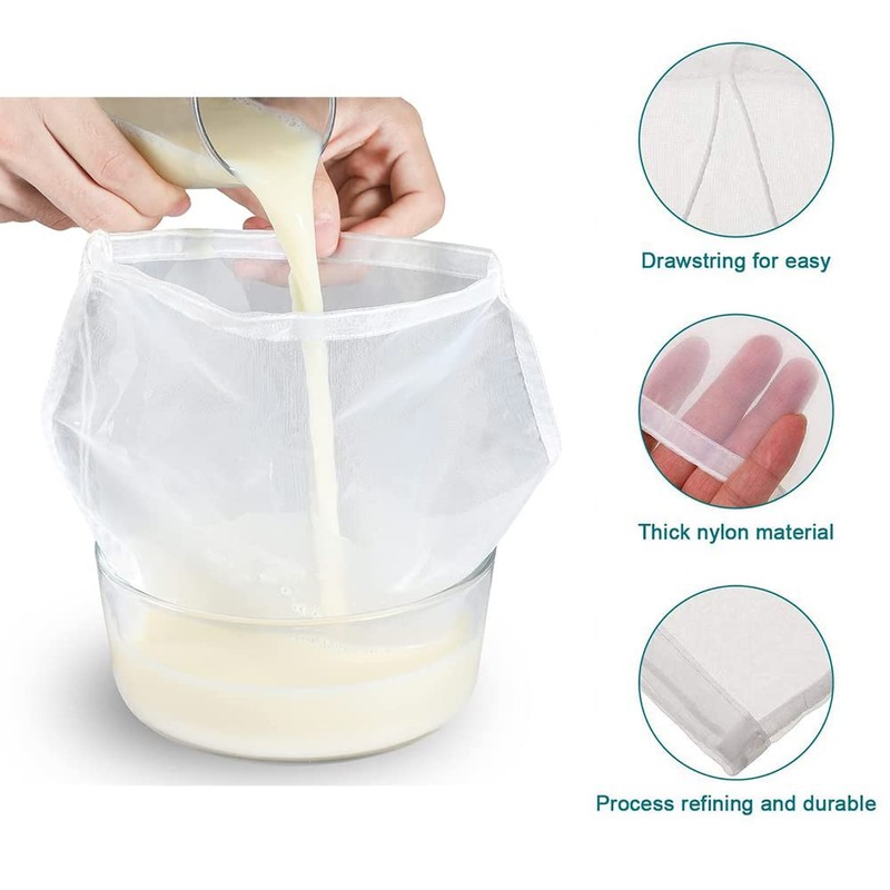 Nut Milk Bag for Straining - Reusable Fine BPA-Free Strainer