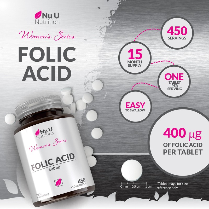Folic Acid 400 mcg - 450 Vegan Tablets - 15