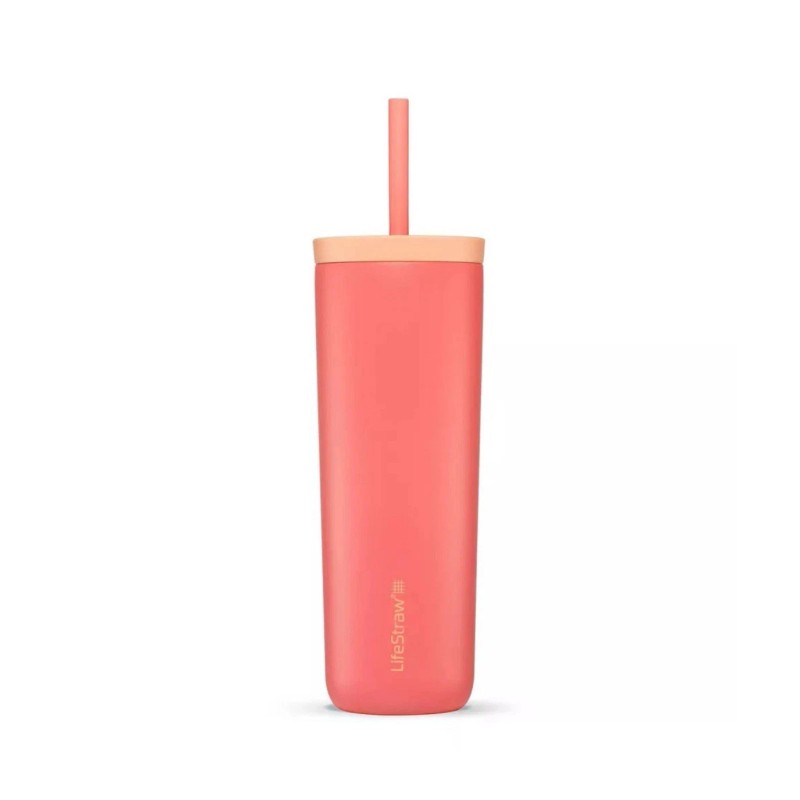 LifeStraw Go Series Water Filter Insulated Tumbler Water Bottle Apricot