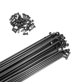 TSTRAUM Bicycle Spokes 36 Pieces with 36 Nipples, 110-309 mm, Diameter 2 mm Mountain Bike Steel Spokes 14G/K, for MTB Wheel Spokes, E-Bike, Downhill, Trekking, City Bikes and More (Black, 273 mm)