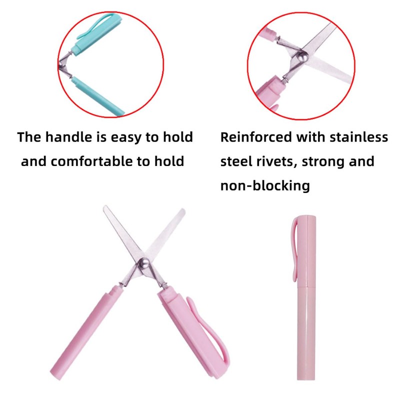 LEEQ Pack of 4 Pocket Scissors - Coloured Scissors, Folding