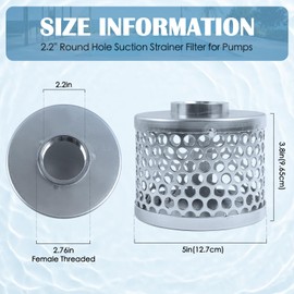 Round Hole Suction Strainer Filter, Hose Water Pump Inlet Strainer, Carbon Plated Steel Basket Water Suction Filter Npt Thread, Remove Reduces Debris,Trash, Solids Entering Pump