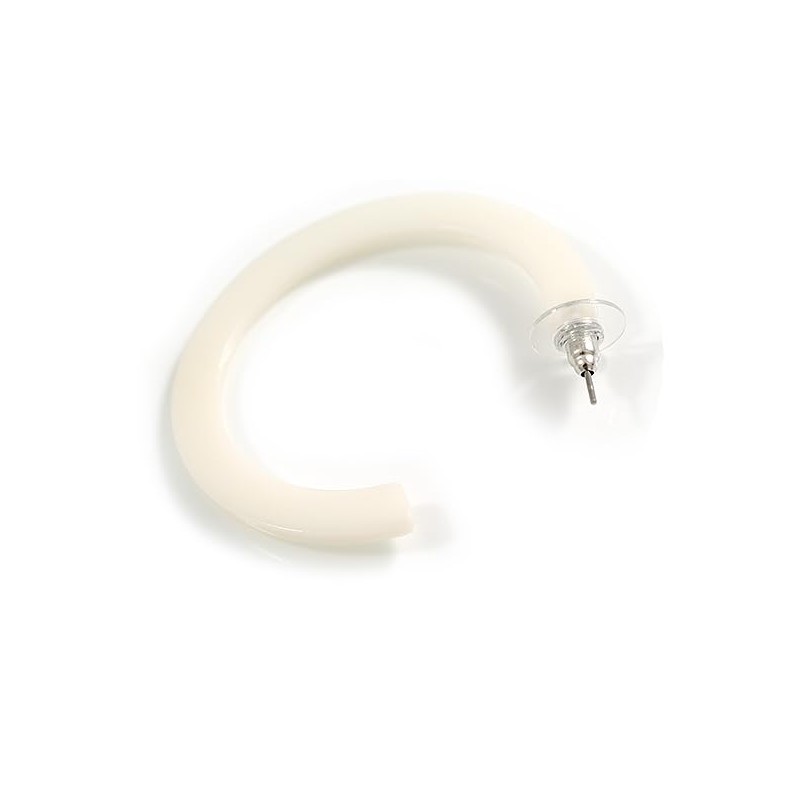White Glossy Acrylic Hoop Earrings/45mm Diameter/Latest Hoop Earring Trends