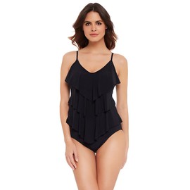 Magicsuit - Traje de baño para mujer con volantes y tirantes ajustables, Negro, 16