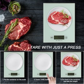 Vortex K7912 Touch button Tare function 9/IL: Oz/oz/ml LCD screen High precision strain gauge sensor system Tempered glass platform 5kg Electronic Kitchen Scale