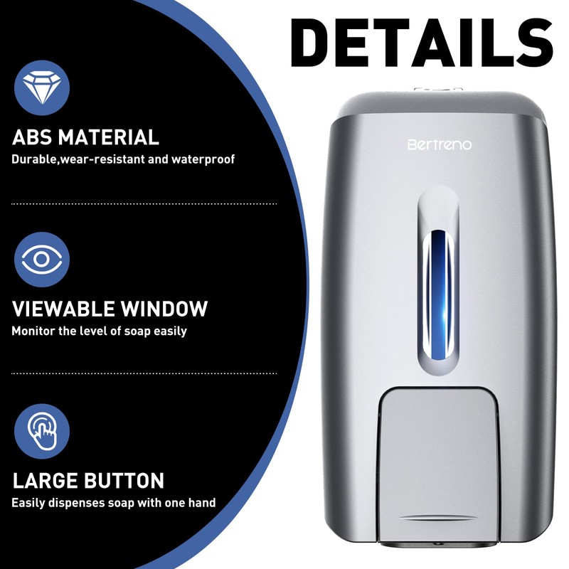 Bertreno Commercial Soap Dispenser Wall Mount Manual Pump Hand Soap