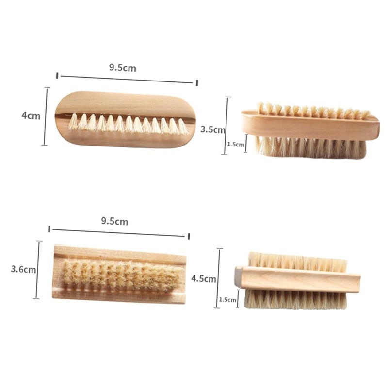 LALAFINA 3pcs Wooden Handwashing Brush Multi-Purpose Nail Brush Natural Pig