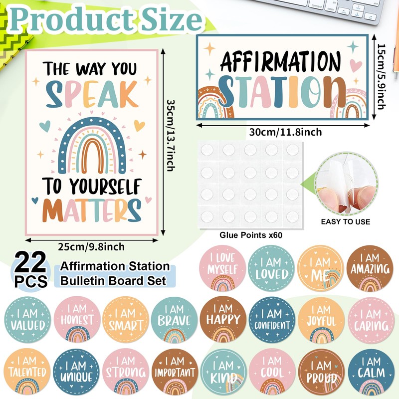 Boho Affirmation Station Bulletin Board Set Rainbow Classroom Decor Positive