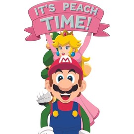 It's Peach Time Red Plumber Princess Retro Videogame Characters Lines Quotes Wall Art Sticker Designs Decors Vinyl Stickers for Home House Walls Rooms Window Bedroom Decoration Size (6x12 inch)