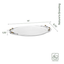 Fitz and Floyd Nature's Greeting Glass Serve Decorative Tray, 14 x 9.75 x 1.25 Inch